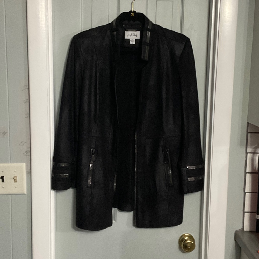 Joseph Ribkoff Black Leather Jacket faux suede